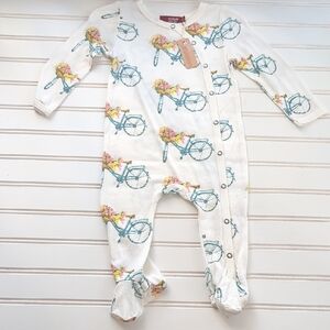 Milkbarn White Floral Bicycle Kids Footie